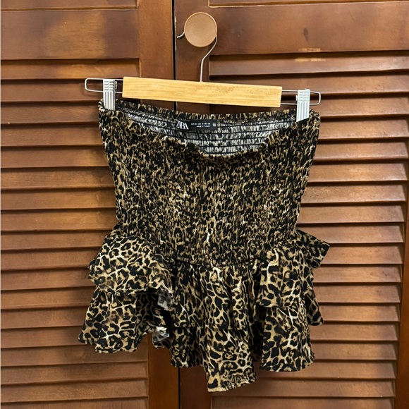 Zara Dresses & Skirts - Zara Animal Print Skirt with Ruffles